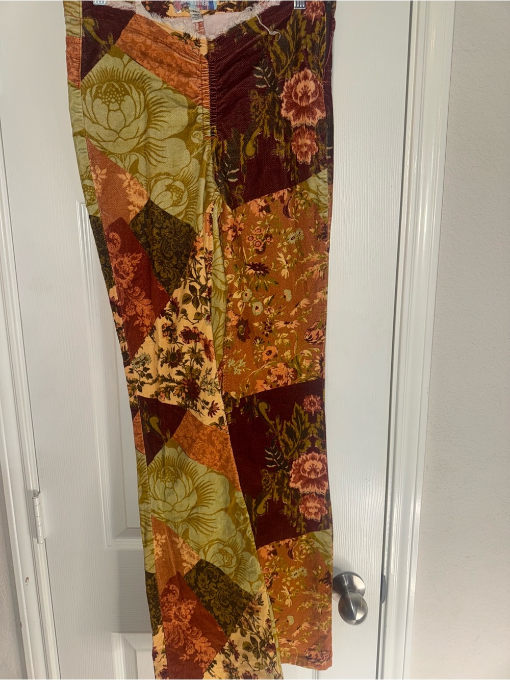 Urban Outfitters Multicolor Patchwork Floral Jeans - Rust, Olive & Blue